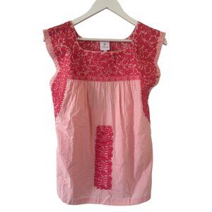 J. Marie Women's Pink Embroidered Lightweight Blouse Sleeveless Size S